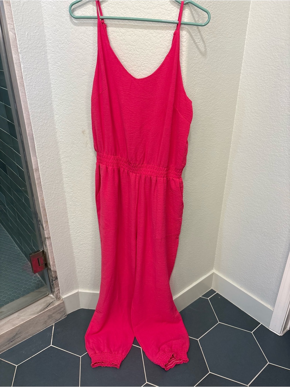 Bright Pink Sleeveless One-Piece Jumpsuit